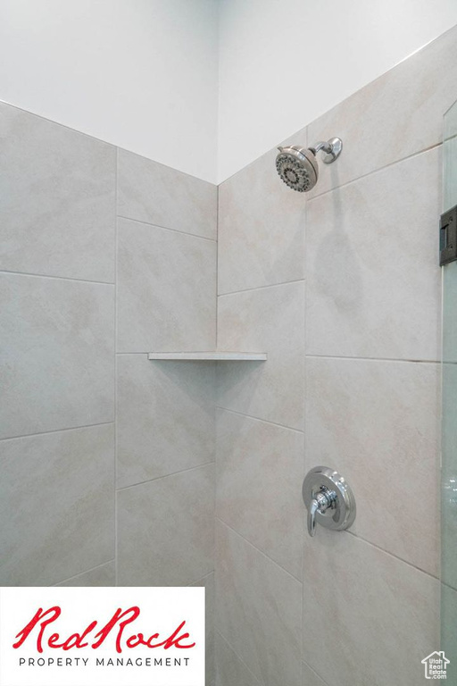Bathroom view of tiled shower
