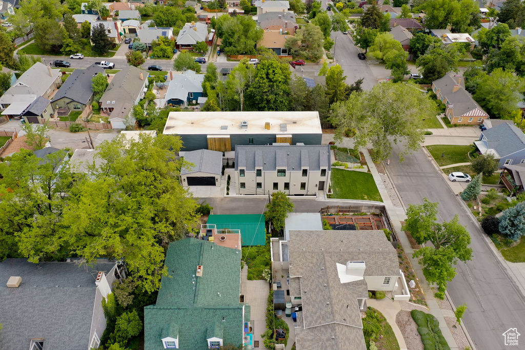Aerial perspective of suburban area