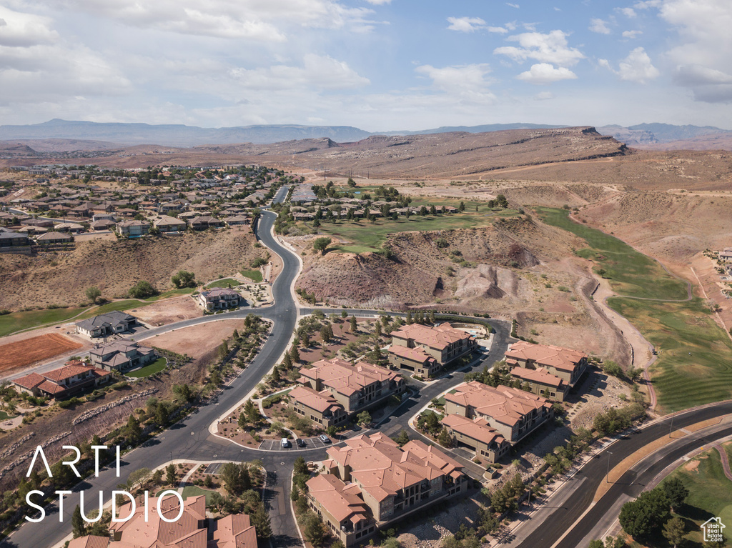 Aerial view of property\\\\\\\'s location with mountains and nearby suburban area
