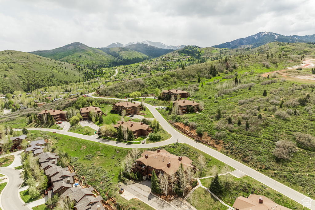 Aerial perspective of suburban area featuring mountains