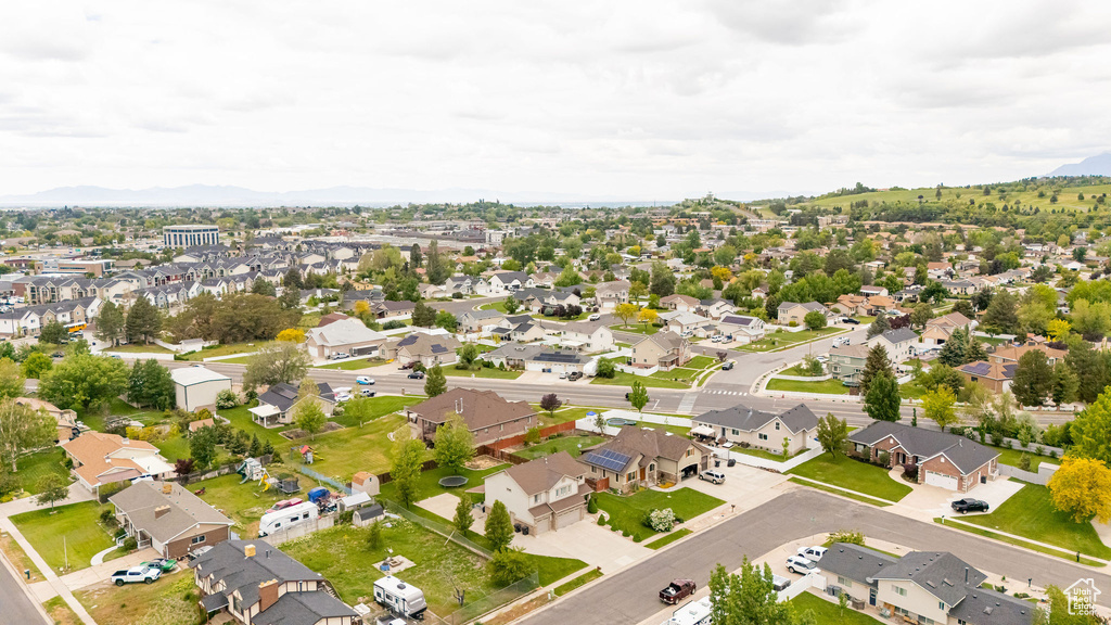 Aerial perspective of suburban area
