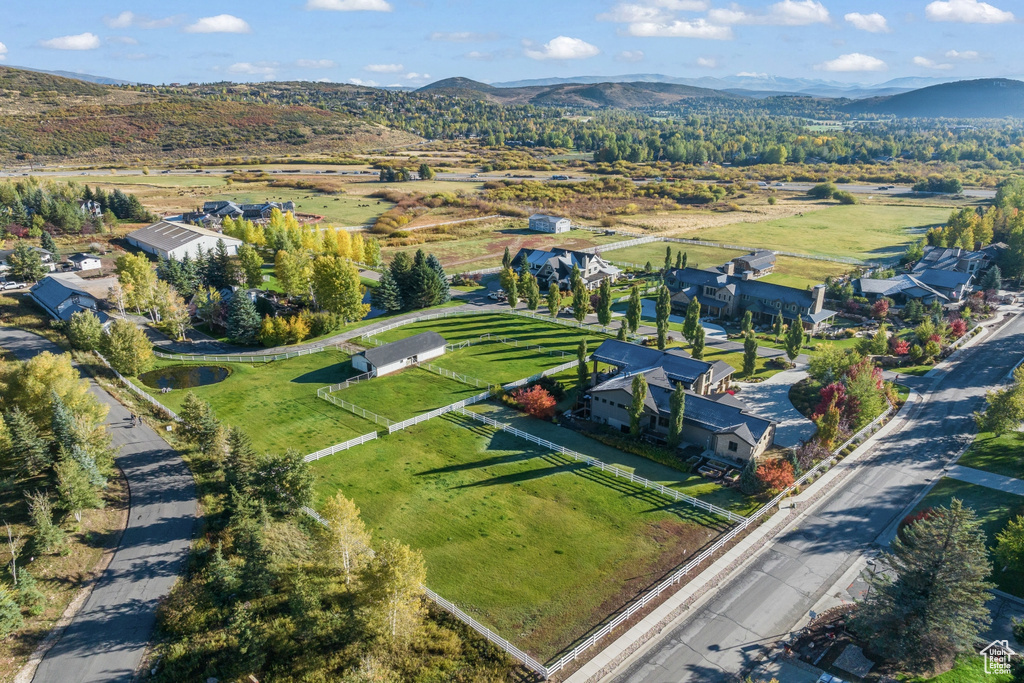 Aerial view of a mountainous background