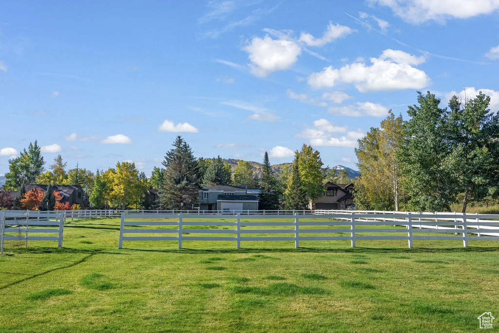 View of yard with a view of countryside