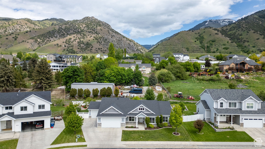 Mountain view featuring nearby suburban area