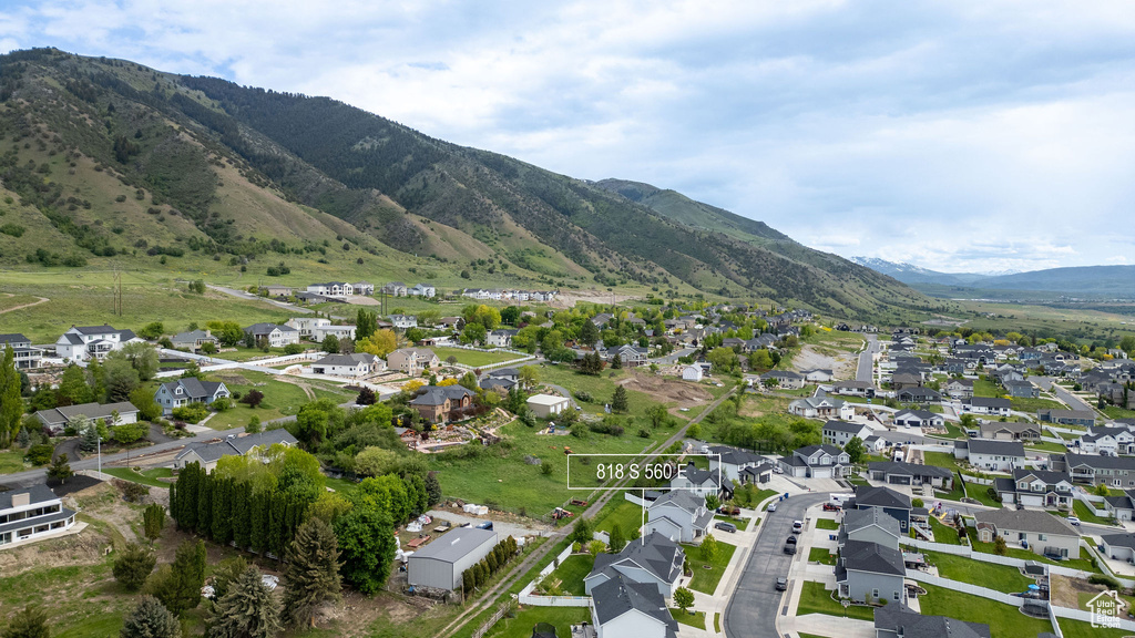 View of mountain background with nearby suburban area