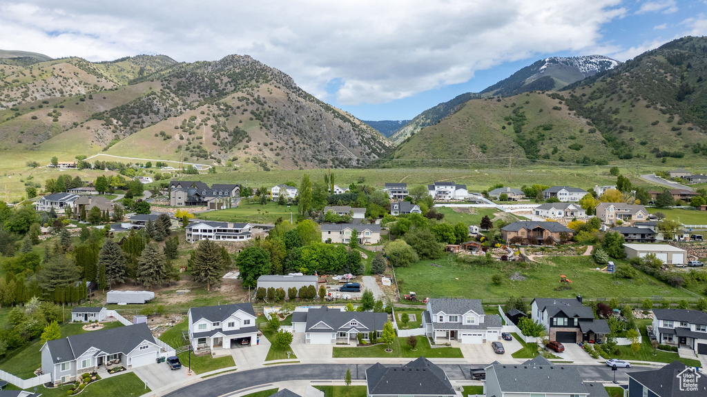 View of mountain background with nearby suburban area