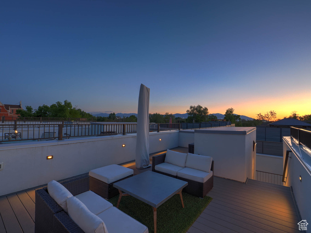 Wooden deck with outdoor lounge area