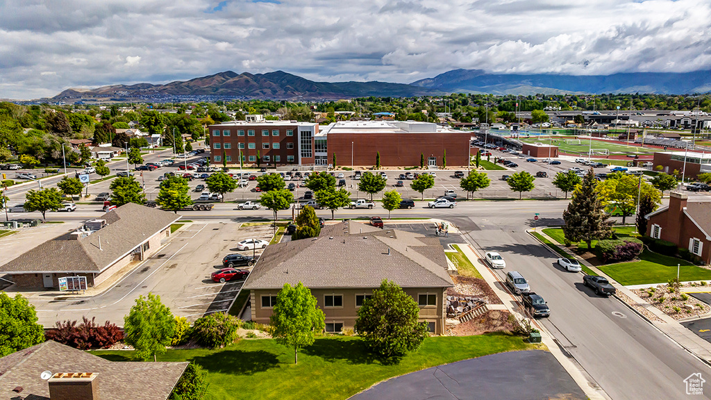 Aerial view of a mountainous background