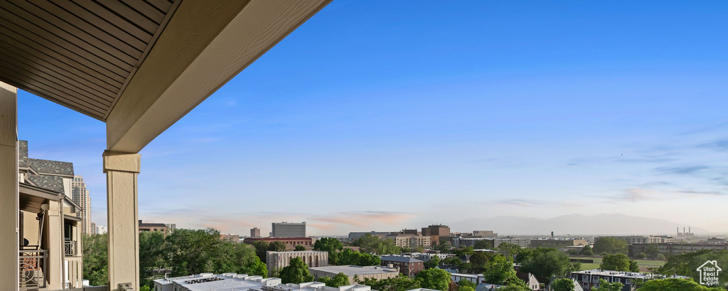 Balcony with a mountain view