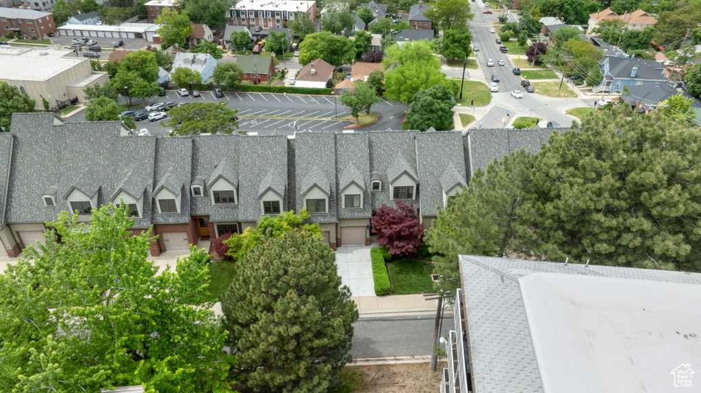 Aerial perspective of suburban area