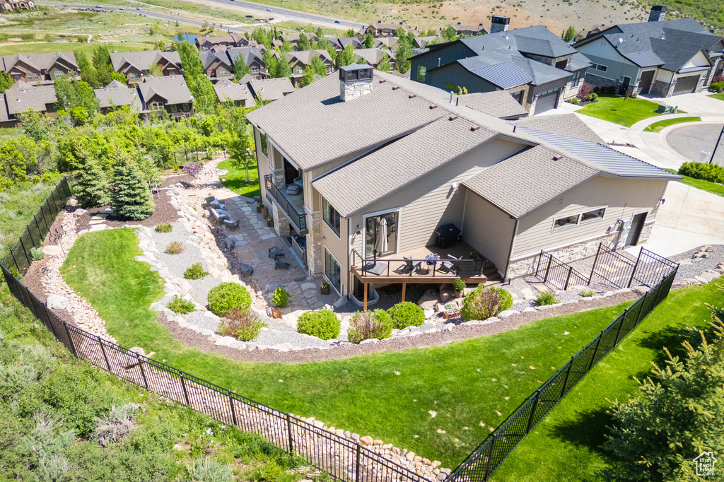 Aerial perspective of suburban area