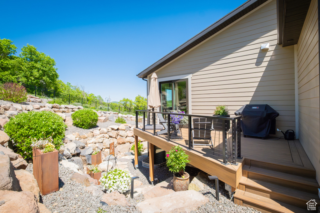 Wooden deck with grilling area