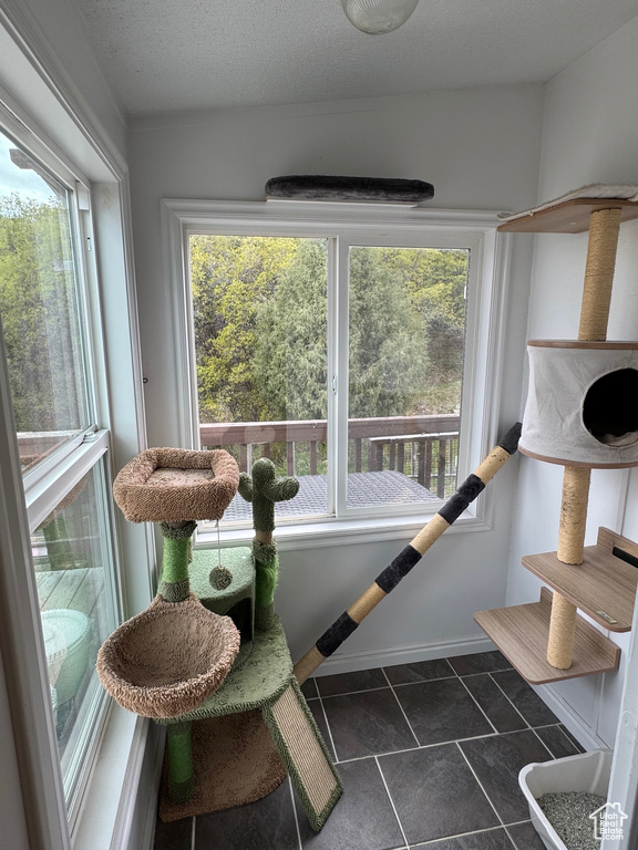 Sunroom with plenty of natural light and tile patterned flooring