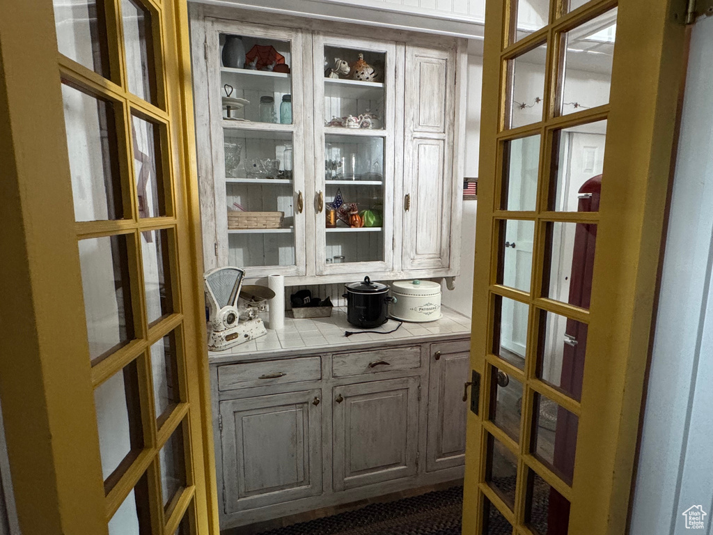 Bar area with french doors
