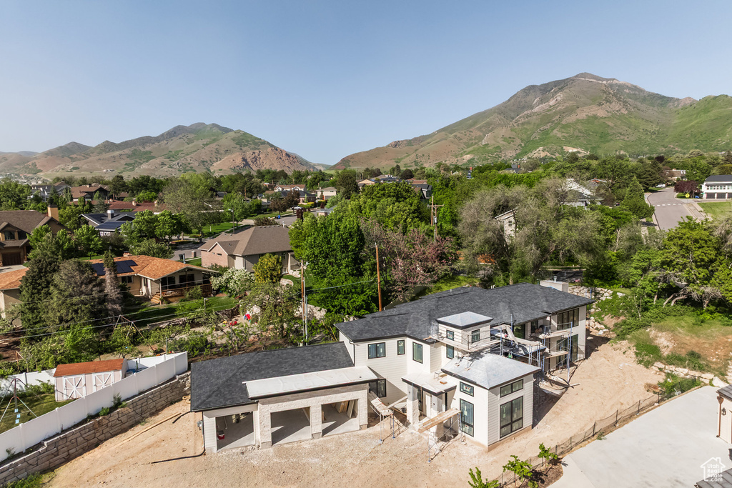 View of mountain backdrop with nearby suburban area