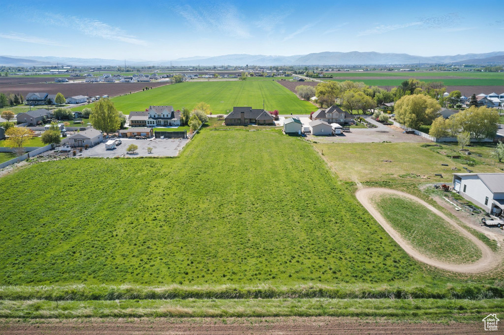 Aerial view featuring a mountain view and a rural view