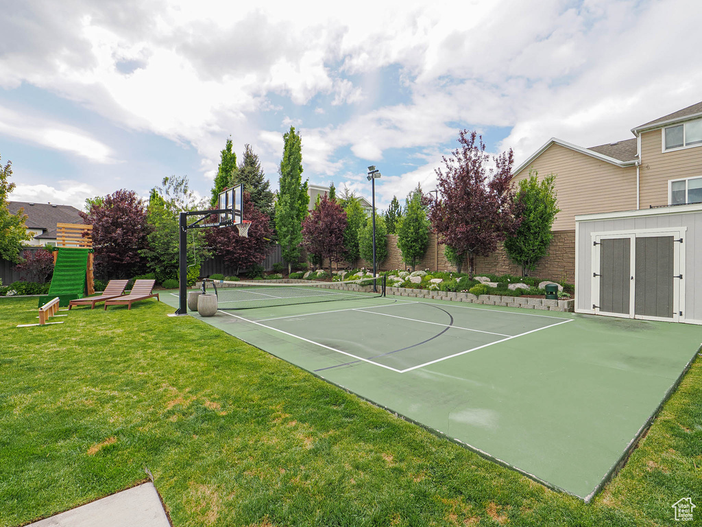 View of sport court featuring community basketball court