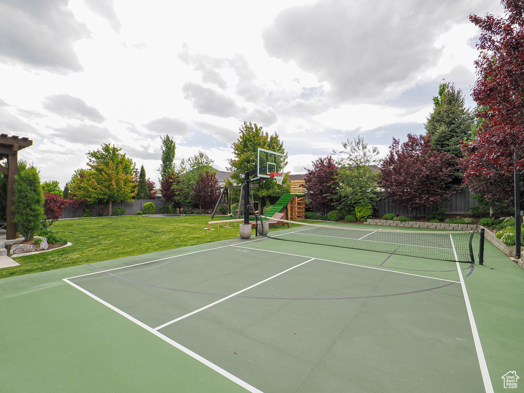 View of tennis court
