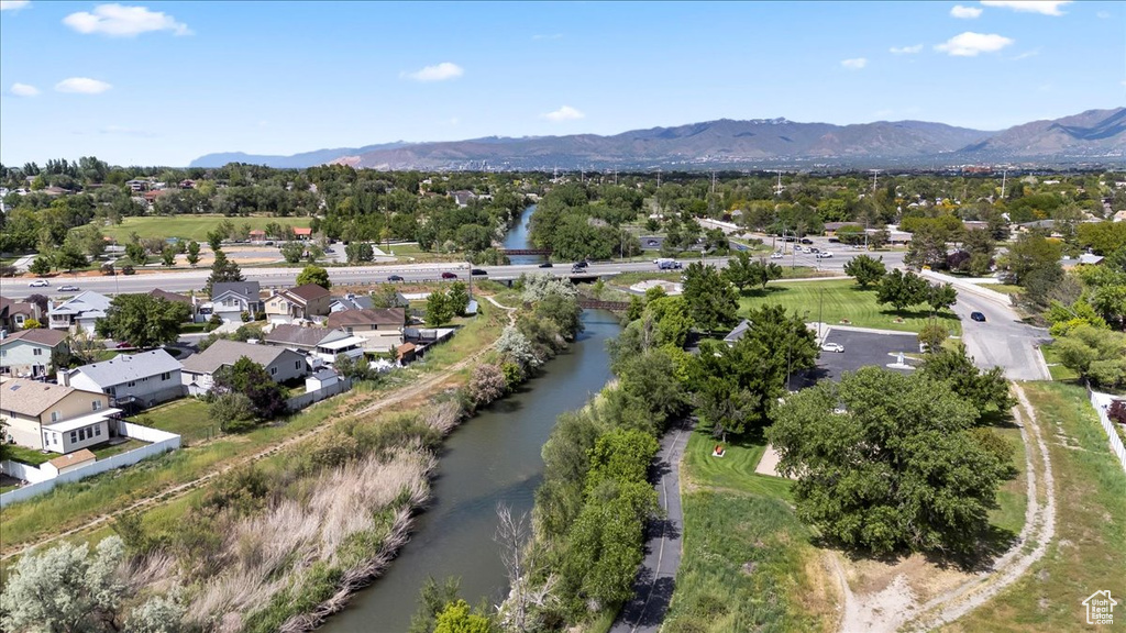 Drone / aerial view of a water and mountain view
