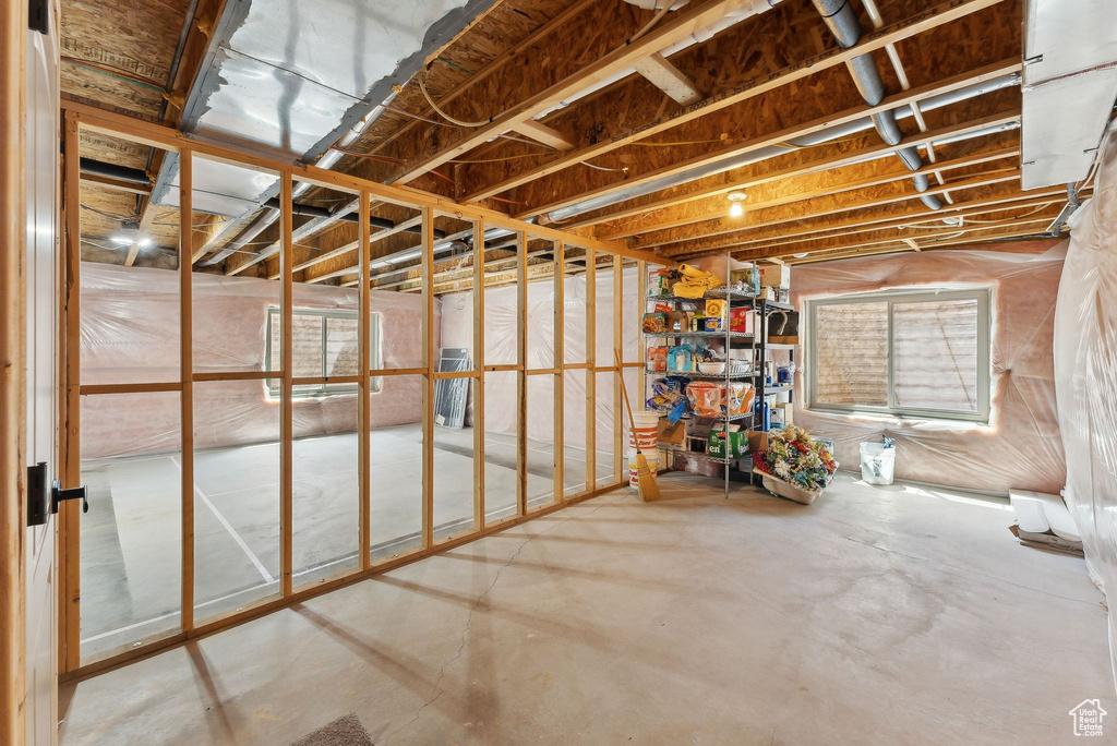 View of unfinished basement