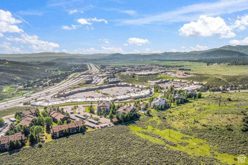 Drone / aerial view of a mountain backdrop