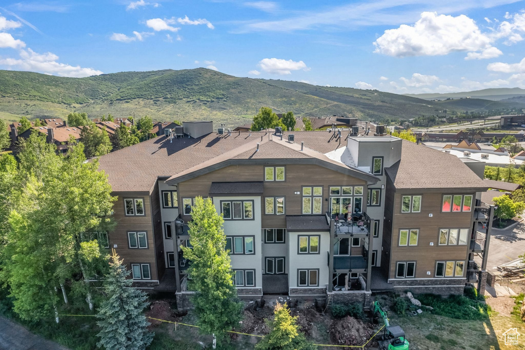 View from above of property with mountains