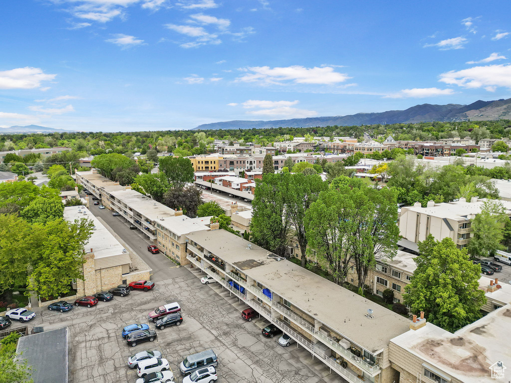 Drone / aerial view of a mountain backdrop
