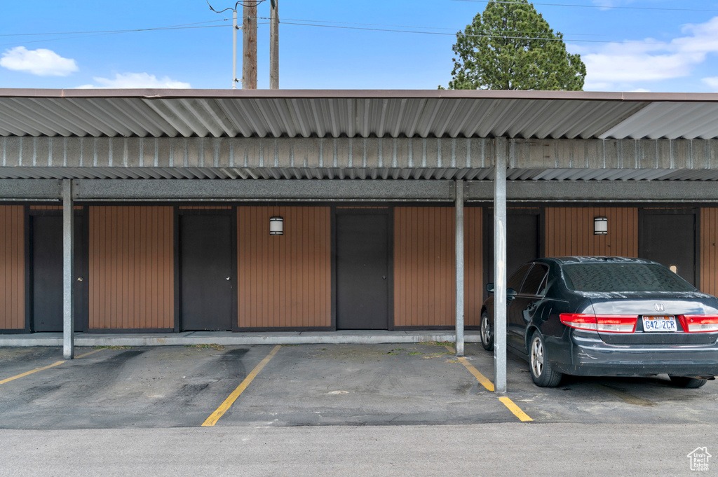 View of covered parking lot