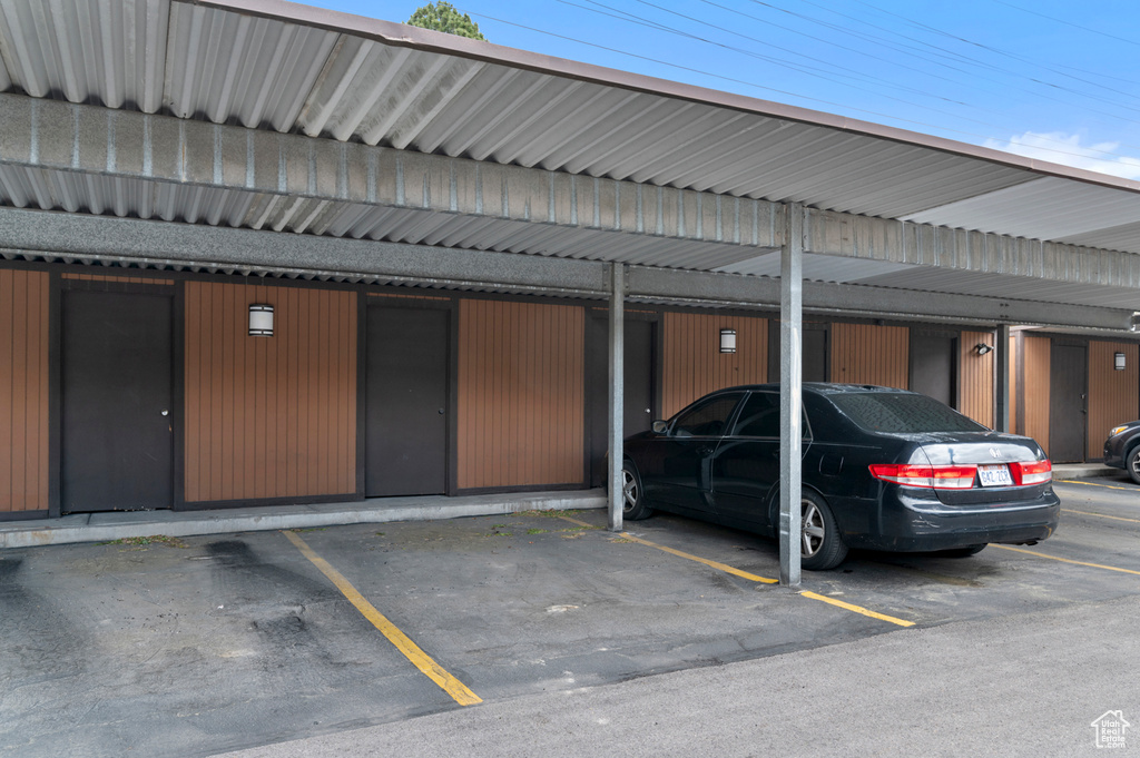 View of covered parking lot