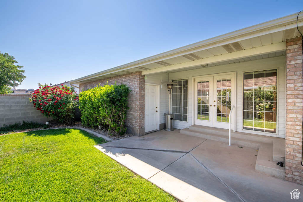 View of patio / terrace featuring french doors