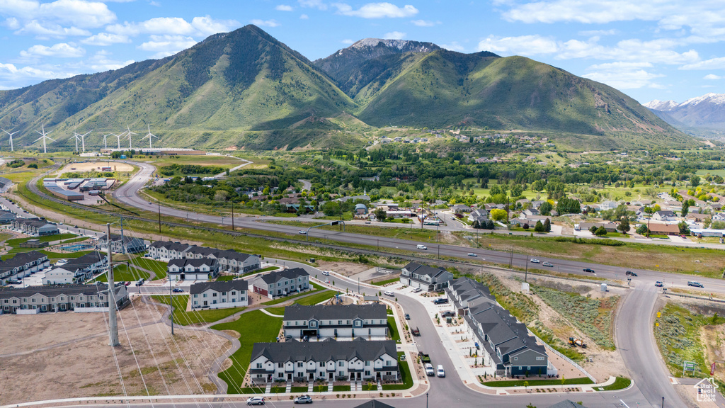 View of mountain background with nearby suburban area