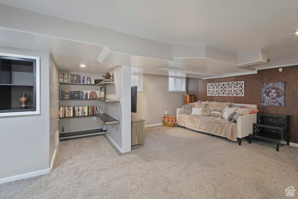 Carpeted bedroom with baseboards