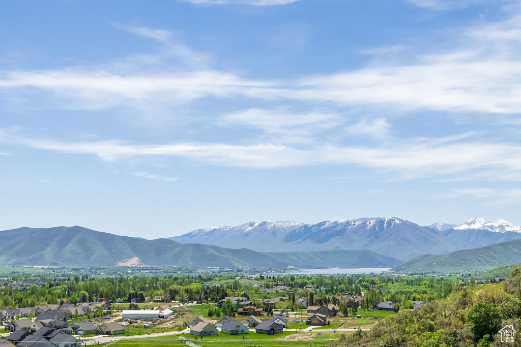 View of mountain background with nearby suburban area