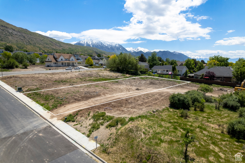 View of mountain background with nearby suburban area
