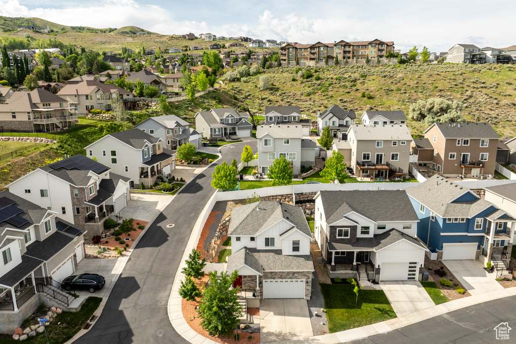 Aerial perspective of suburban area