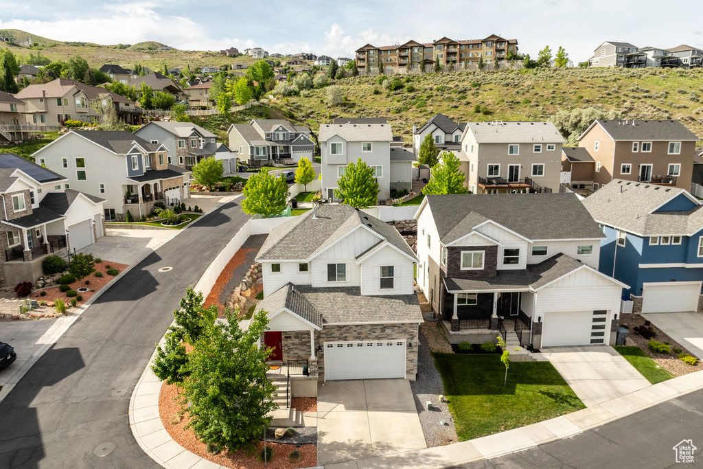 Aerial view of residential area