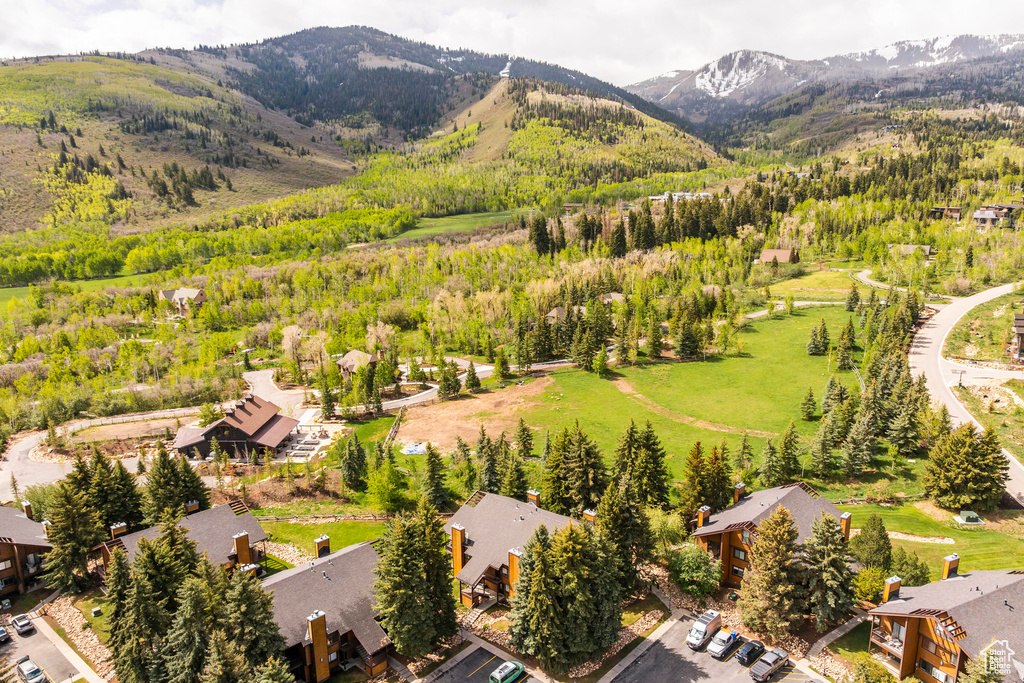 Aerial perspective of suburban area featuring mountains