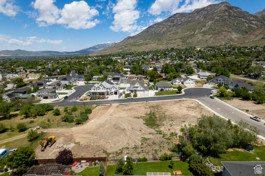 Aerial perspective of suburban area featuring mountains