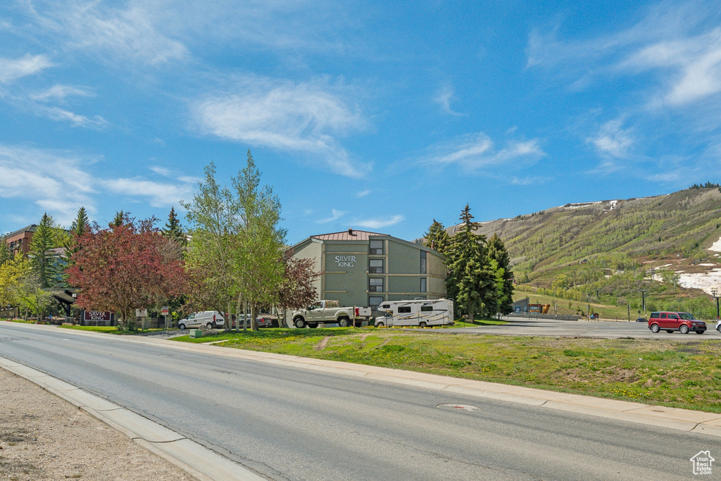 View of building exterior with a mountain view