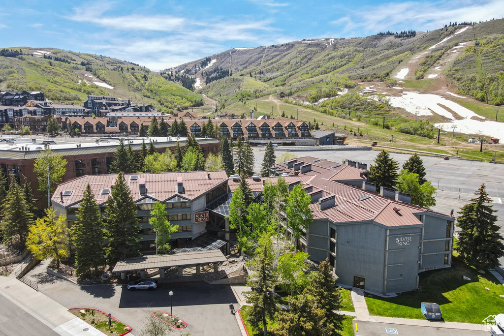 Drone / aerial view of a mountain backdrop