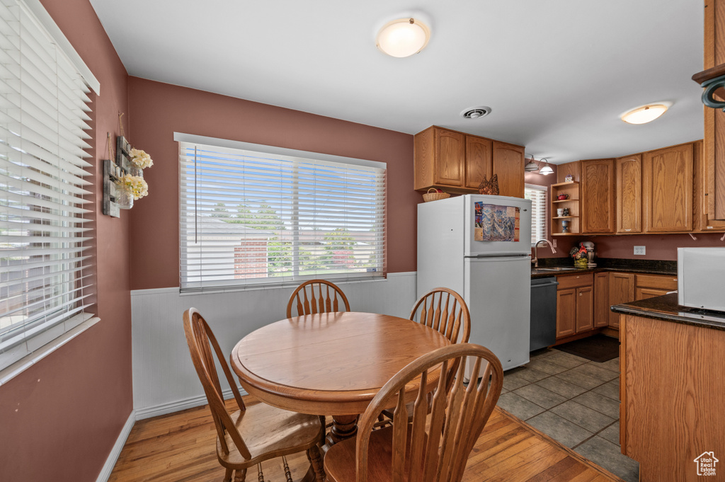 Dining room featuring light wood-style floors