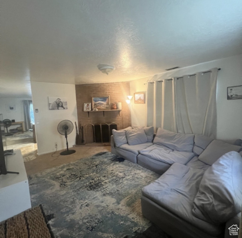 Living room featuring carpet