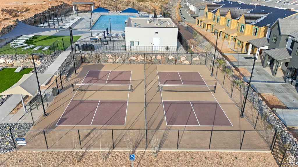 View of tennis court