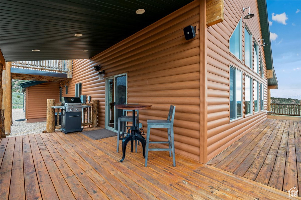 Wooden deck with area for grilling