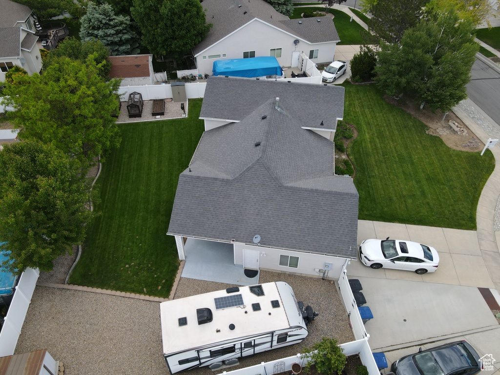 Aerial perspective of suburban area