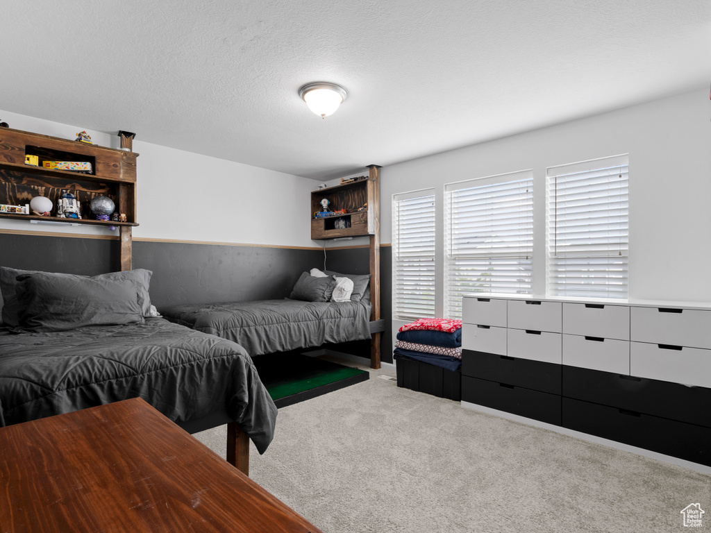 Bedroom with carpet flooring