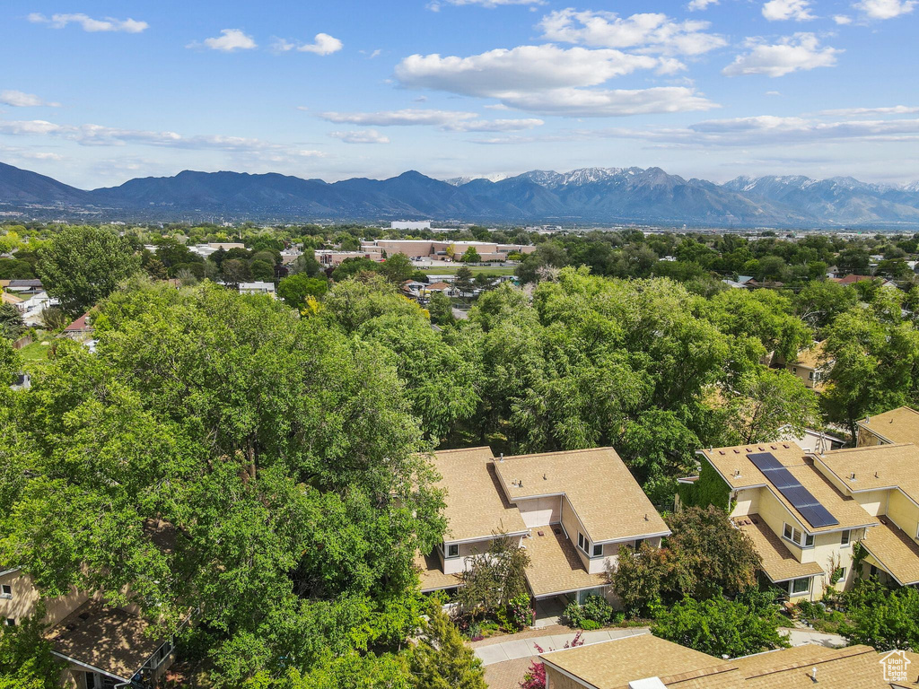 Aerial view of a mountain backdrop