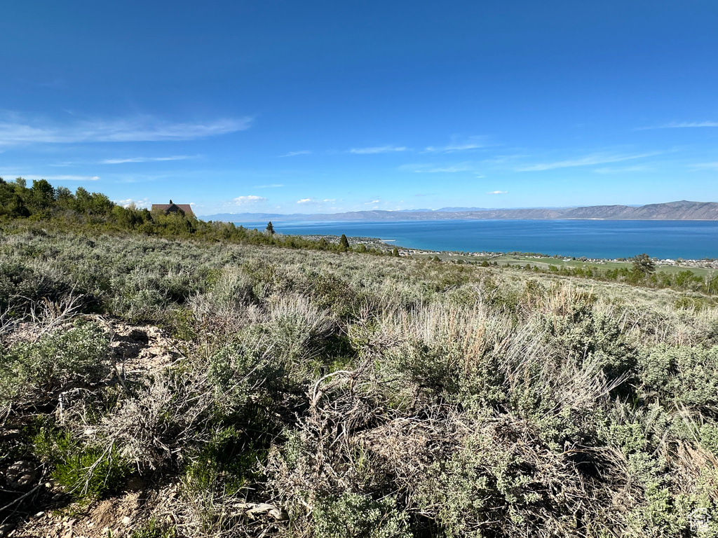 Water view with a mountainous background