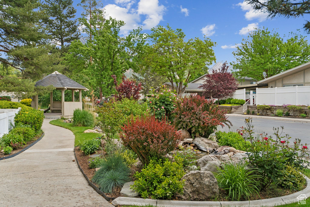 View of yard featuring a gazebo