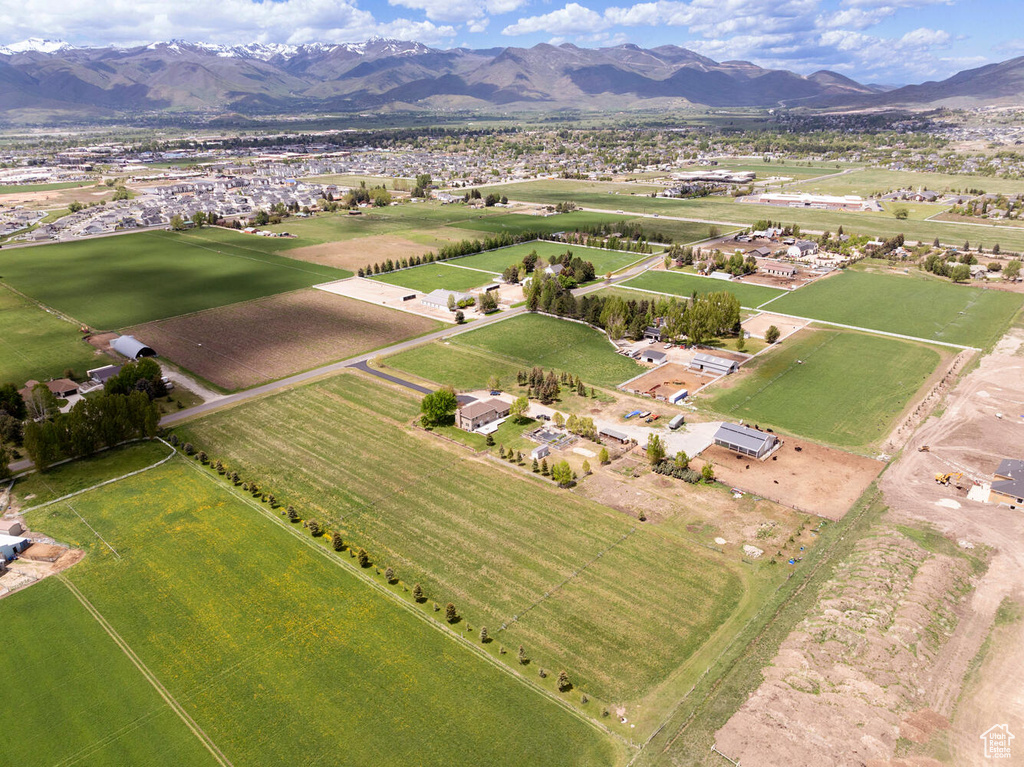 Drone / aerial view of a mountain backdrop